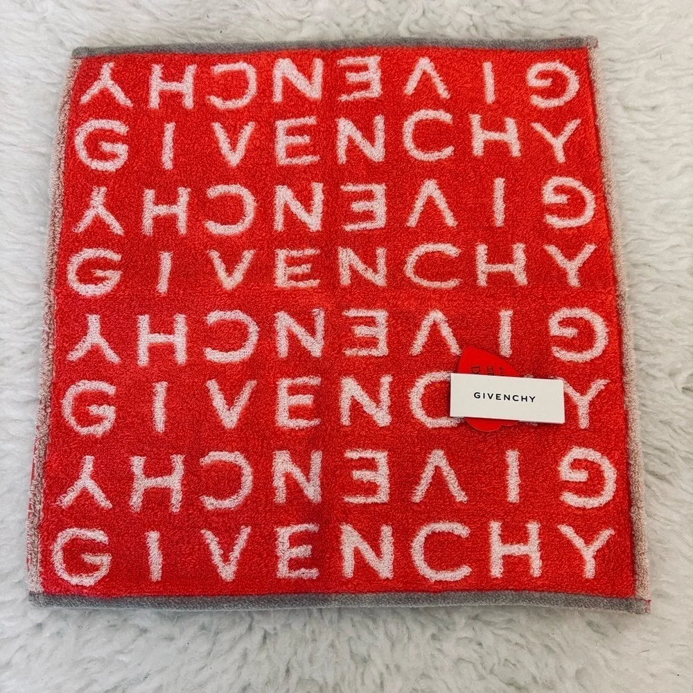 Givenchy Red  and White Hand Towel Size 10.5”
